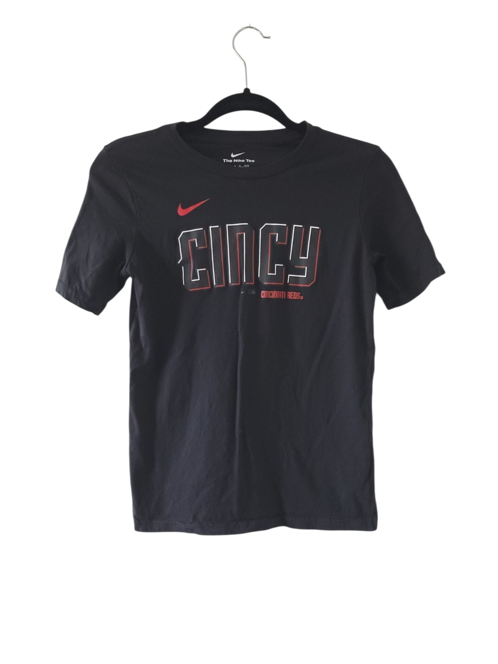 Nike Black 'Cincy' Cincinnati Red Kids Medium Short Sleeve Tee with Red Accents